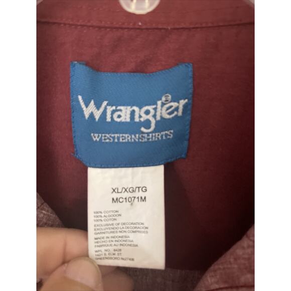 VTG 90s Mens Wrangler Aztec Western Rare Red Snap Button Shirt LS Rodeo Sz XL - Picture 2 of 9